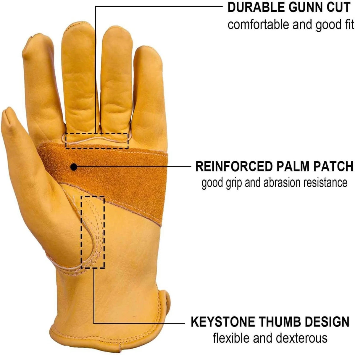 Leather Work Gloves Cowhide Stretch Wrist Safety Gloves