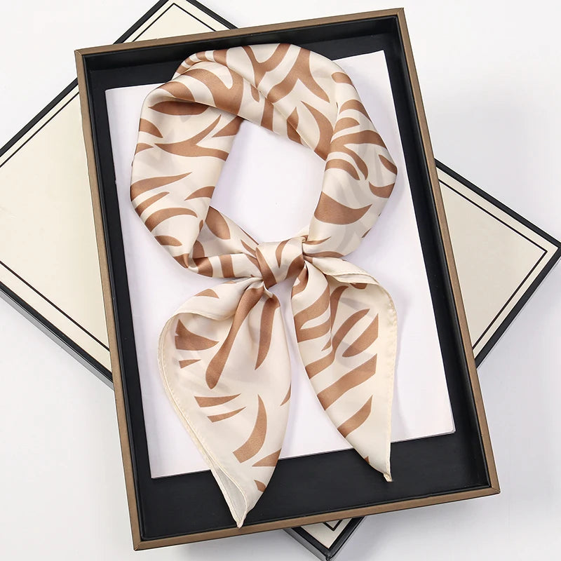 Women’s Square Scarf 70x70cm – Silk Feel Printed Hair Wrap