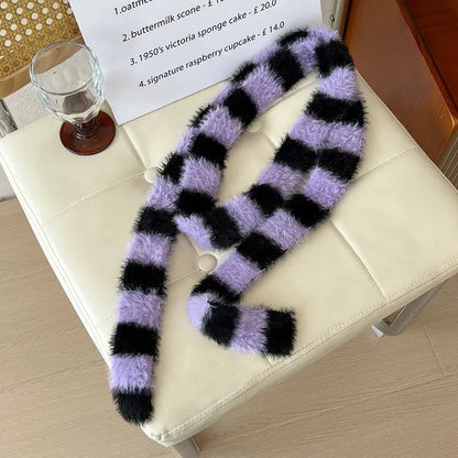 Women’s Winter Scarf – Plush Plaid Long Knit Warm Wrap