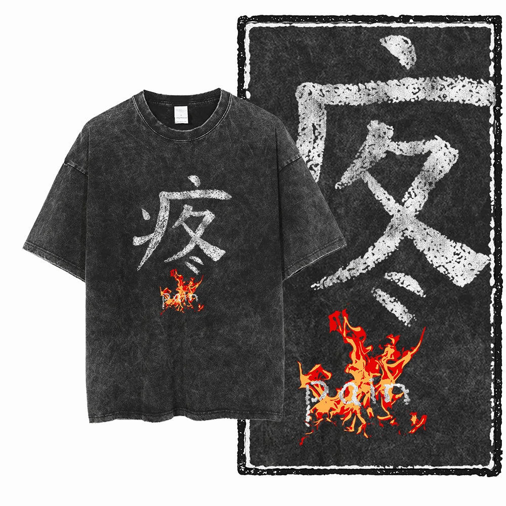 Men’s Graphic T-Shirt Acid Washed Cotton Streetwear