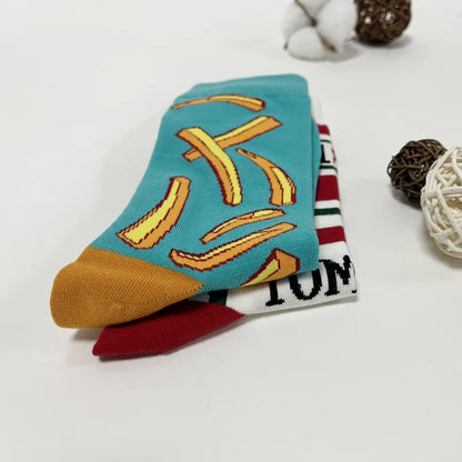 Funny Socks Unisex Tomato Ketchup & French Fry Mid-Calf Pair