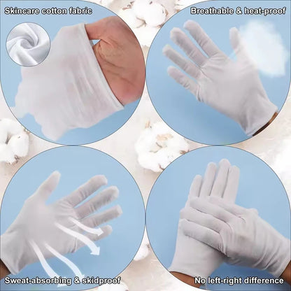 White Cotton Gloves, Lightweight Breathable Etiquette Work Gloves