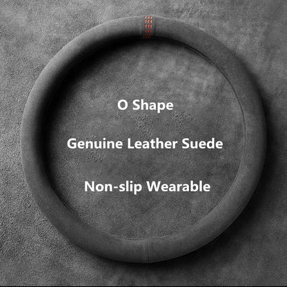 Suede Steering Wheel Cover Universal 37-38cm Non Slip Wrap