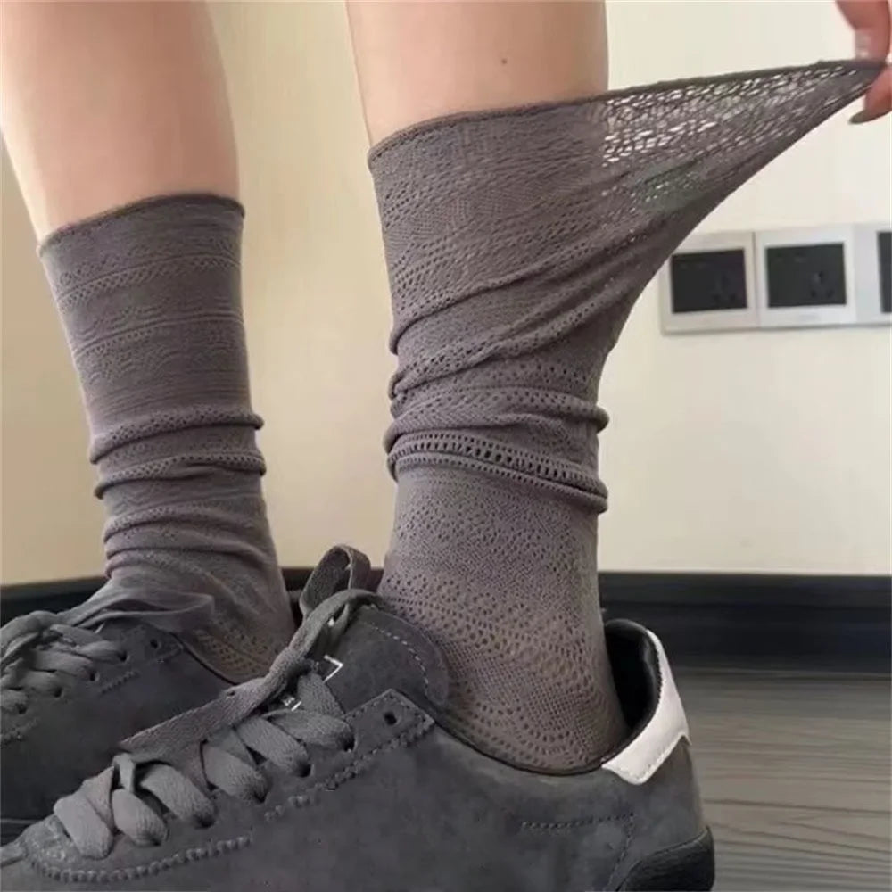 Women's Lace Socks, Sheer Floral Mesh Ankle Socks