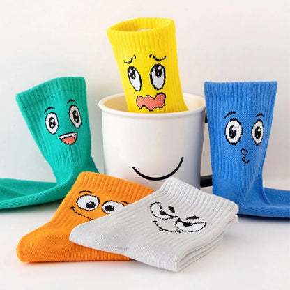 Kids' Socks Funny Face Pattern Comfortable Unisex 5-Pair Set