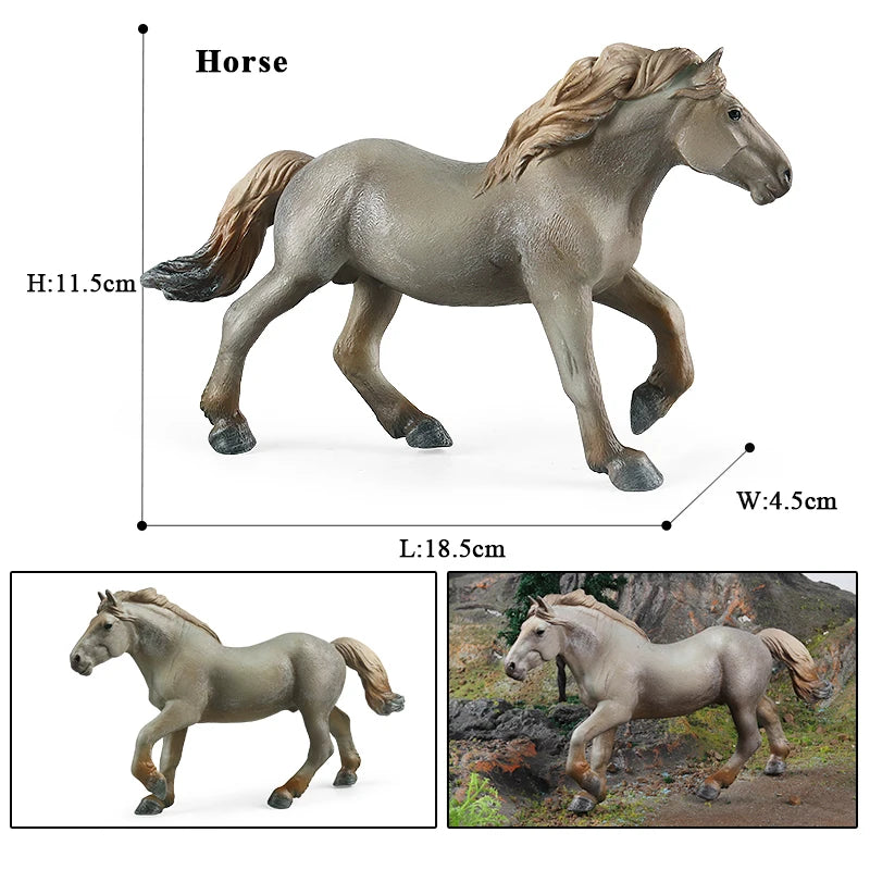 Horse Figurine, Realistic PVC Animal Model Toy for Kids