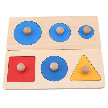 Wooden Shape Sorting Puzzle – Geometric Montessori Learning Toy