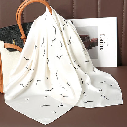 Women's Square Scarf, 70×70cm Printed Satin-Style Headscarf