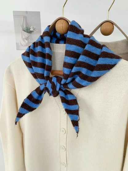 Women’s Wool Scarf Knitted Striped Warm Shawl