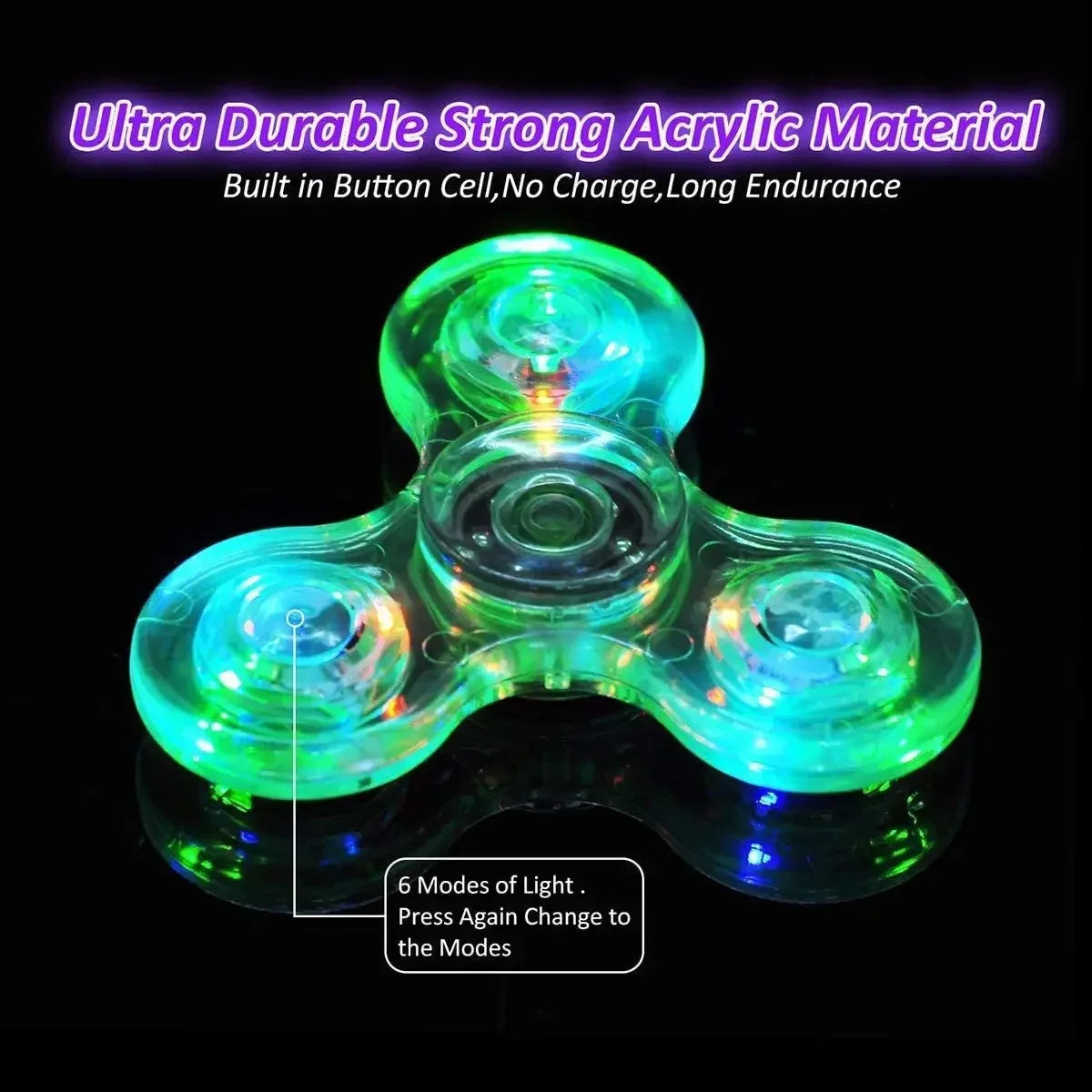 LED Fidget Spinner Light Up Glow in the Dark Stress Relief Toy
