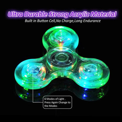 LED Fidget Spinner Light Up Glow in the Dark Stress Relief Toy