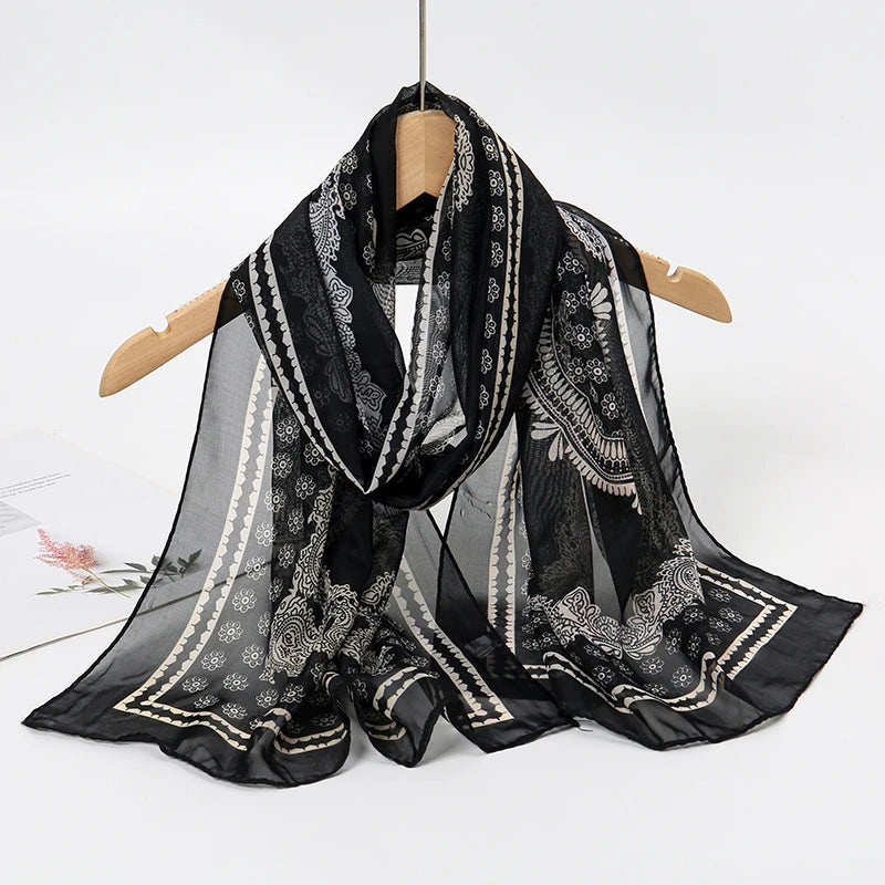 Chiffon Scarf for Women, 50×160cm Lightweight Summer Shawl