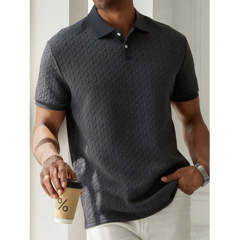Men's Polo Shirt Short Sleeve Breathable Solid Color Casual Top