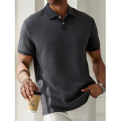 Men's Polo Shirt Short Sleeve Breathable Solid Color Casual Top