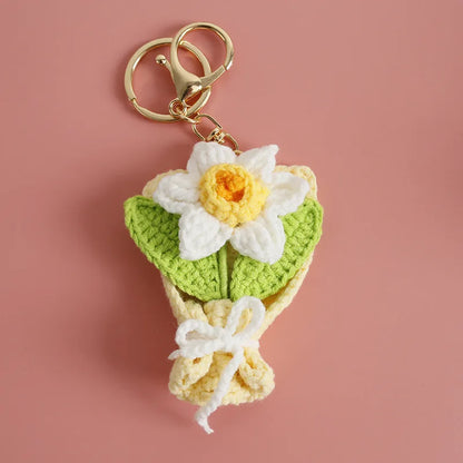 Flower Keychain Cute Crochet Floral Keyring for Bags and Gifts