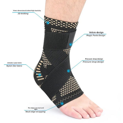 Ankle Compression Sleeve Copper Infused Support Brace