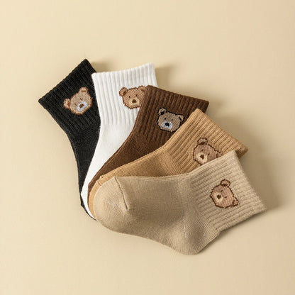 Baby Socks 5/10 Pairs, Soft Breathable Toddler Bear Pattern
