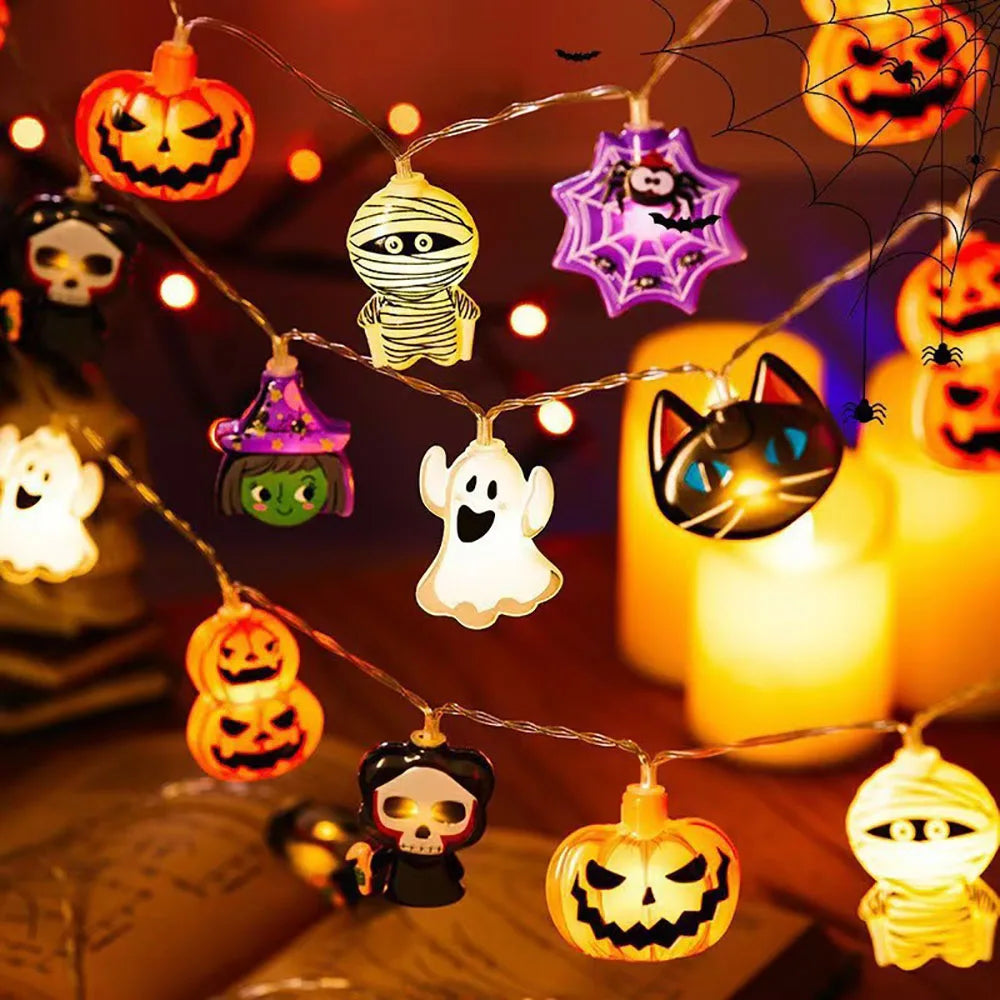 Halloween String Lights Pumpkin Ghost Spider Web Hanging Decor