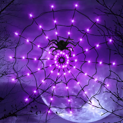 Halloween Spider Web Lights, Colorful LED String Decoration