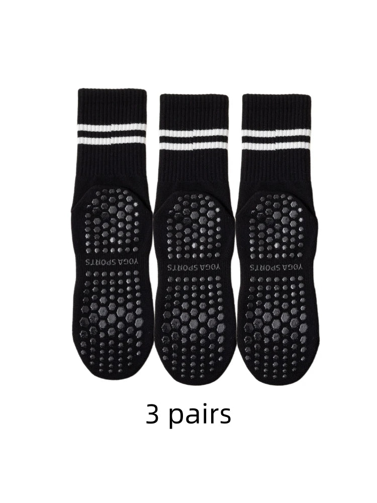 Women's Yoga Socks Non-Slip Knee-High Pilates Sports Socks 3-Pair