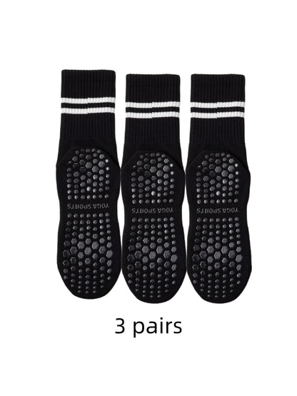 Women's Yoga Socks Non-Slip Knee-High Pilates Sports Socks 3-Pair
