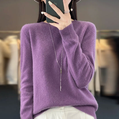 Women’s Merino Wool Sweater 100% Wool O-Neck Pullover