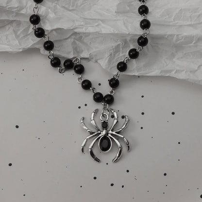 Gothic Pendant Necklace, Y2K Beaded Heart Design for Unisex Style