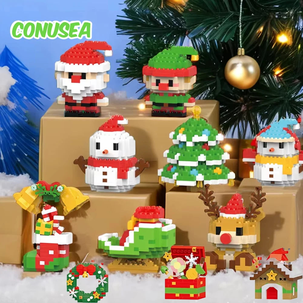 Christmas Building Blocks Set, Micro DIY Holiday Decoration Toy