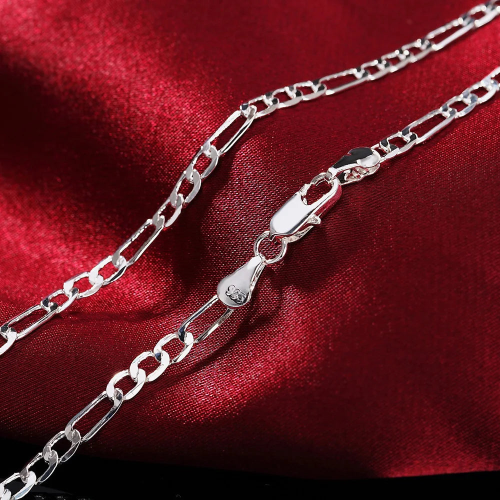 925 Sterling Silver Jewelry Set – 4mm Chain Necklace & Bracelet