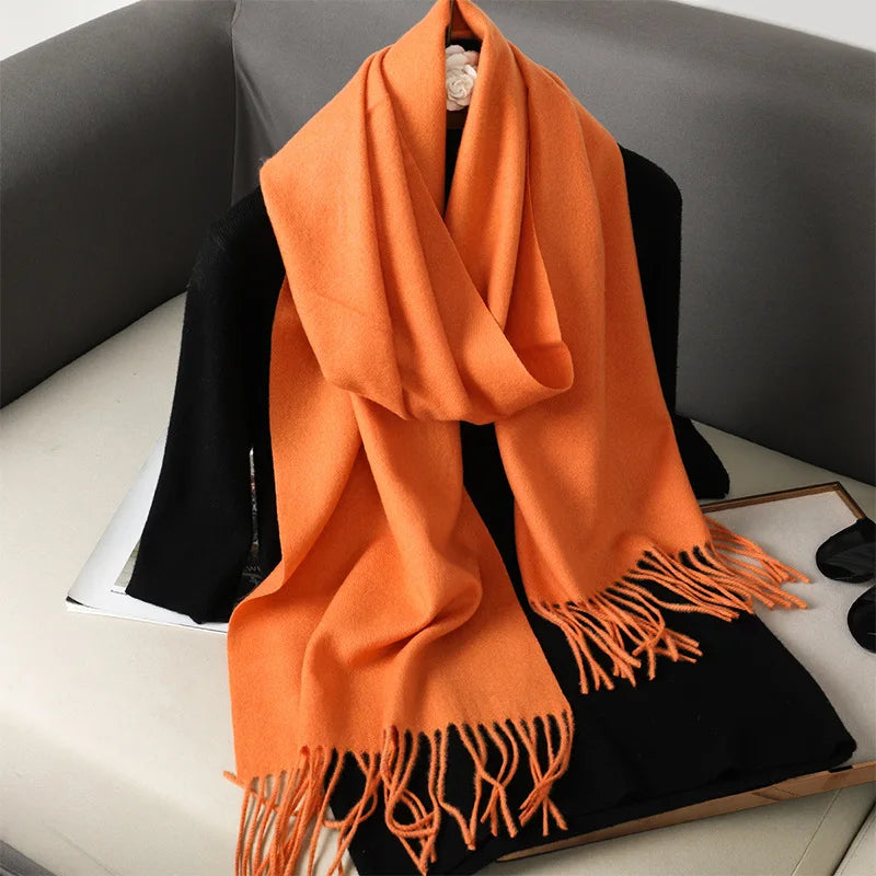 Women's Winter Scarf Warm Long Pashmina Shawl with Tassels