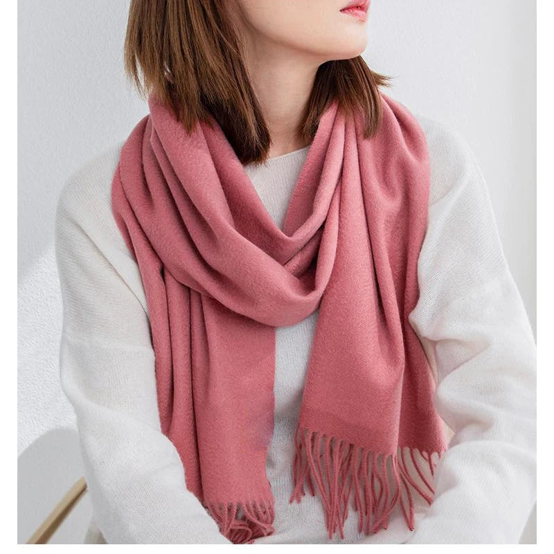 Women's Wool Scarf – Warm Winter Wrap 200×35cm
