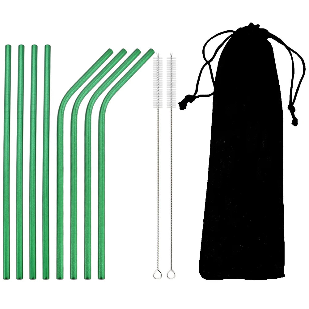 Reusable Stainless Steel Straws Set with Cleaning Brush