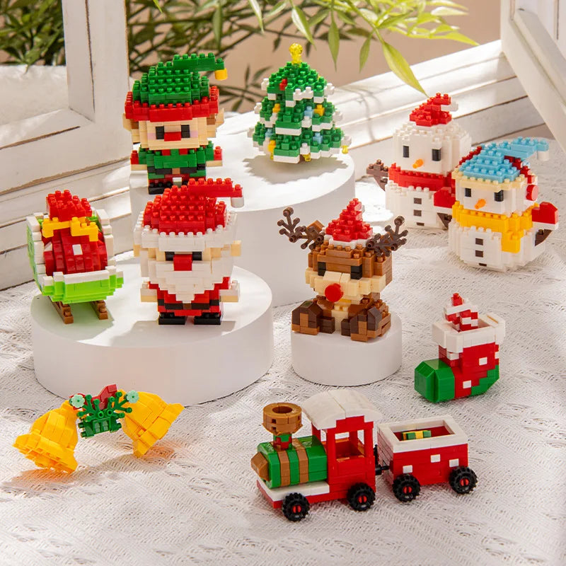 Christmas Building Blocks Set – Santa & Reindeer Micro Bricks