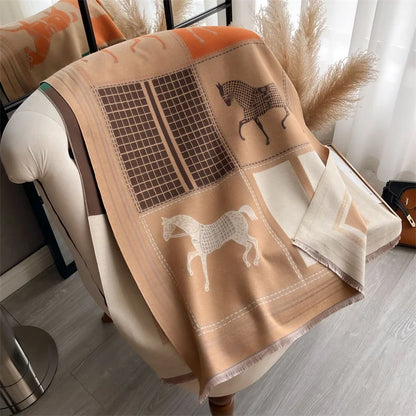 Women's Winter Scarf – Warm Plaid Shawl Wrap 180×65cm