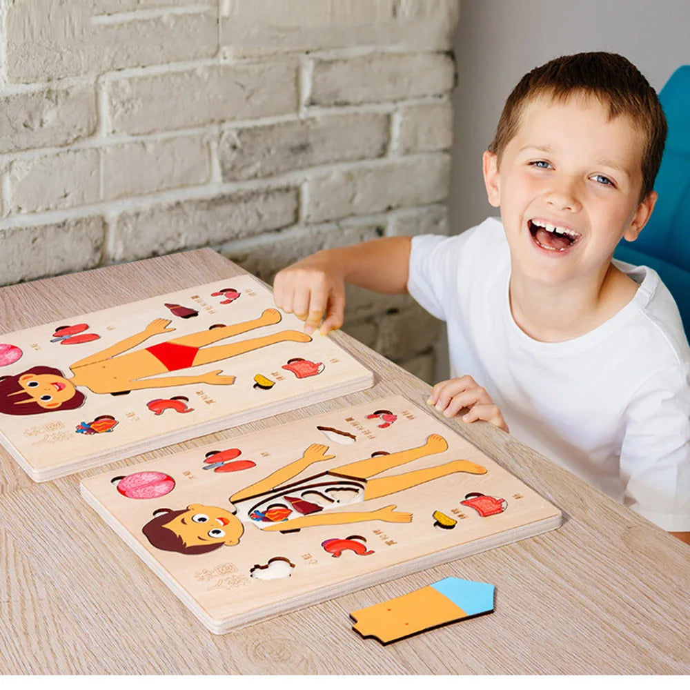 Human Body Puzzle for Kids – Wooden Body Parts Learning Toy