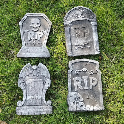 Halloween Tombstone Decorations, 4-Piece Graveyard Yard Props
