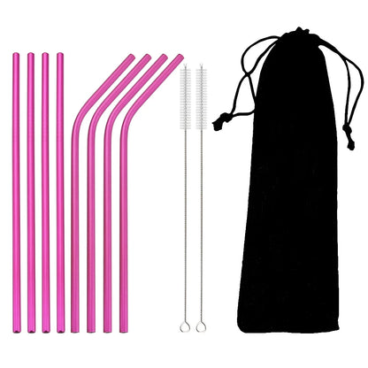 Reusable Stainless Steel Straws Set with Cleaning Brush