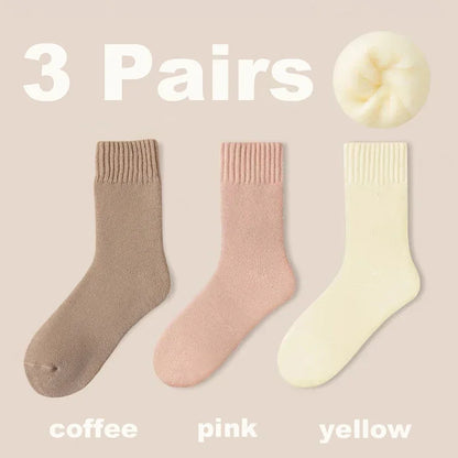 Women's Winter Socks Thick Warm Casual Crew Socks 3-Pack
