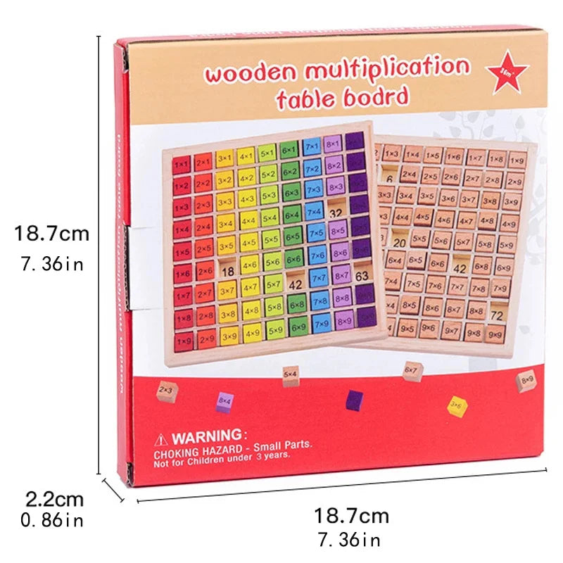 Multiplication Table Toy Wooden Math Learning Board for Kids