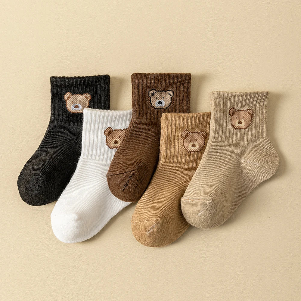 Baby Socks 5/10 Pairs, Soft Breathable Toddler Bear Pattern