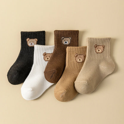 Baby Socks 5/10 Pairs, Soft Breathable Toddler Bear Pattern