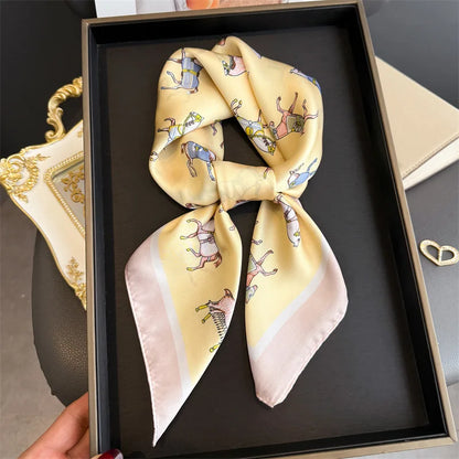 Women's Square Scarf, 70×70cm Printed Satin-Style Headscarf