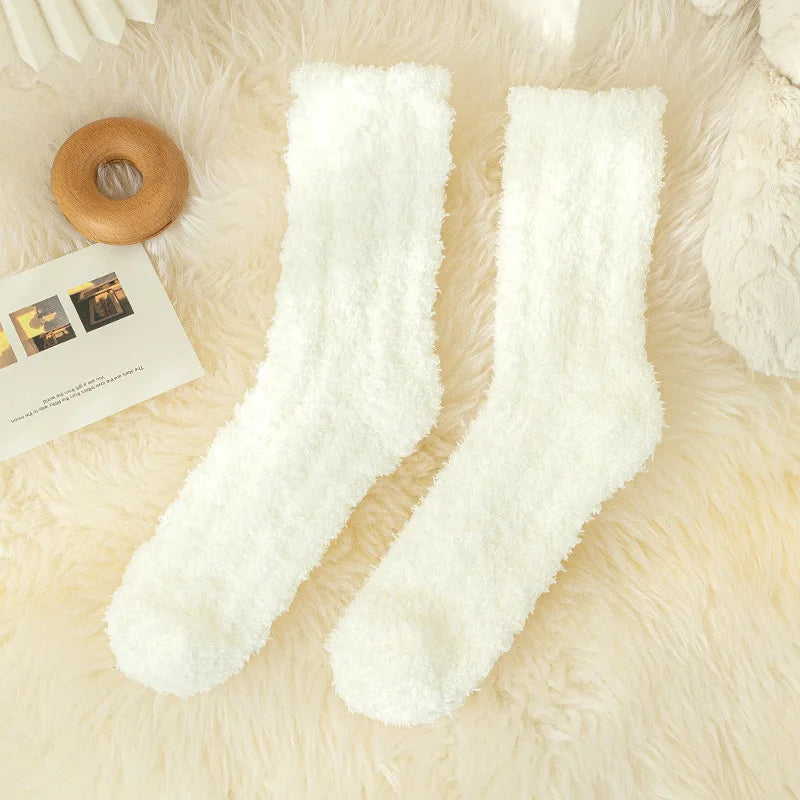 Women's Winter Socks Coral Velvet Warm Fuzzy Floor Socks 2-Pair