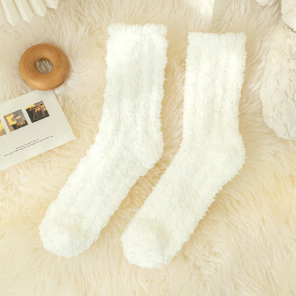 Women's Winter Socks Coral Velvet Warm Fuzzy Floor Socks 2-Pair