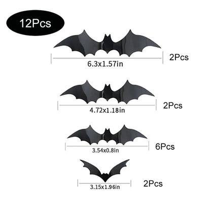 Halloween Bat Wall Decorations – 3D Black Bat Wall Stickers
