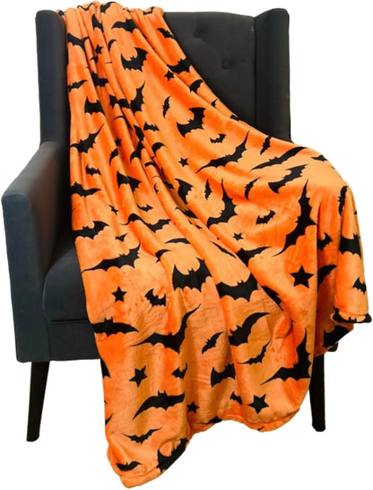 Halloween Bat Blanket, Black Printed Flannel Sofa and Travel Blanket
