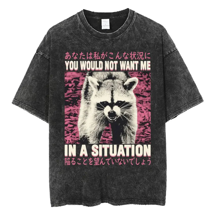 Men’s Oversized T-Shirt Retro Washed Funny Graphic Print