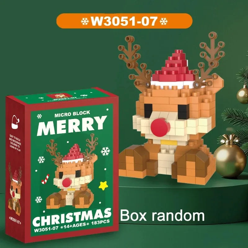 Christmas Building Blocks Set – Santa & Reindeer Micro Bricks