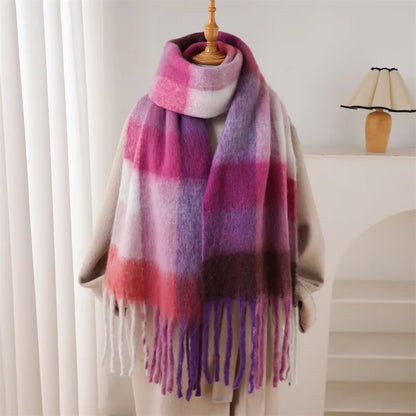 Pashmina Scarf for Women, Warm Plaid Winter Shawl Wrap
