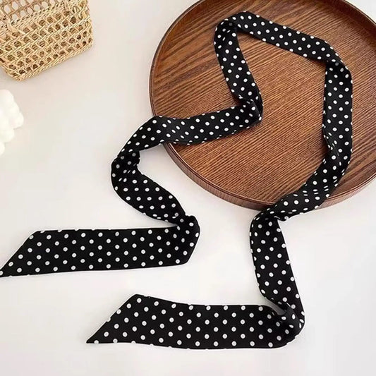 Skinny Scarf for Women, Polka Dot Neck Scarf & Headband